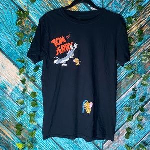 Tom & Jerry Logo Black Cartoon Tee